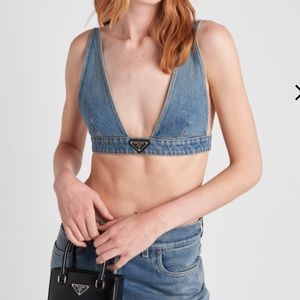 Prada Blue Denim Bralette Top